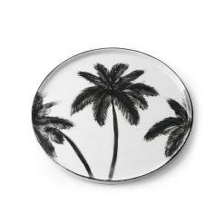 HKliving Bold Basic Ceramics Porcelain Dinner Plate Palms Set Of 2