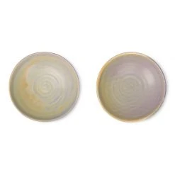 HKliving Home Chef Ceramics Flat Bowl Purple/Green 4 HKliving Home Chef Ceramics Flat Bowl Purple/Green