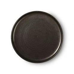 HKliving Kyoto ceramics Set of 2 rustic dinner plate black
