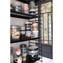 HKliving Set of 4 Medium Multicolour Ceramic 70s Bowls