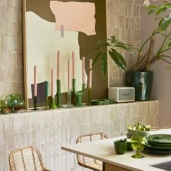 HKliving The Emeralds Medium Green Ceramic Candle Holder