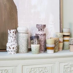 HKliving Ceramic Brown and White Lava Retro Vases Set of 2