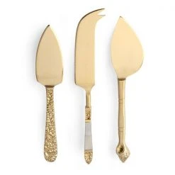 HKliving Set of 3 Gold Cheese Knives