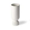 HKliving Ceramic Flower Vase Ribbed Base, White
