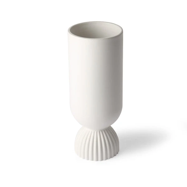 HKliving Ceramic Flower Vase Ribbed Base, White HKliving Ceramic Flower Vase Ribbed Base, White