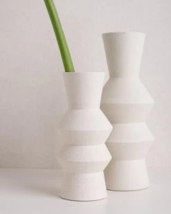 HKliving Large White Angular Speckled Clay Vase