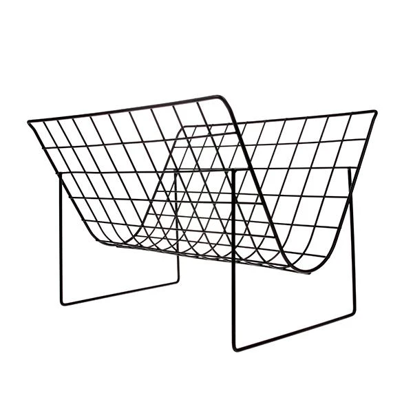 HKliving Matte Black Wire Magazine Rack 3 HKliving Matte Black Wire Magazine Rack