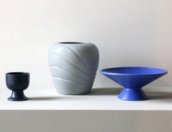 HKliving Set of 2 Mugs on A Base - Matt Blue