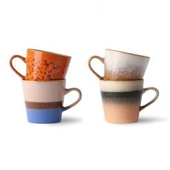 HKliving Set of 4 70 S Americano Ceramic Mugs