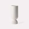 HKliving Ribbed Base Matt White Ceramic Vase