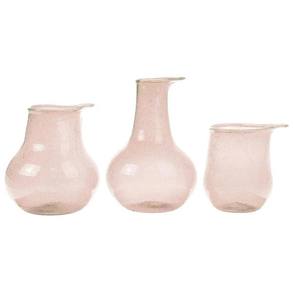 HKliving Trio of Recycled Blush Glass Vessels HKliving Trio of Recycled Blush Glass Vessels