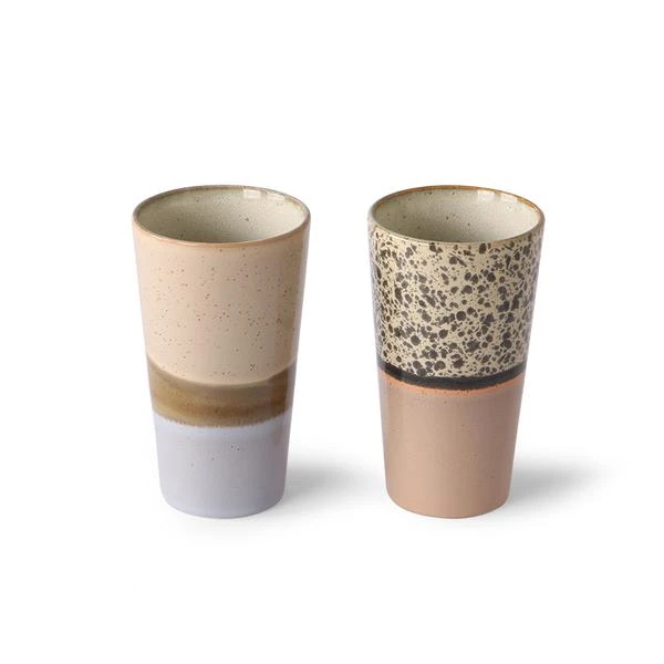 HKliving Ceramic 70 S Latte Mugs Set Of 2 HKliving Ceramic 70 S Latte Mugs Set Of 2