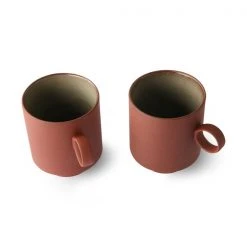 HKliving Bold & Basic Coffee Mug | Terra | Set of 2