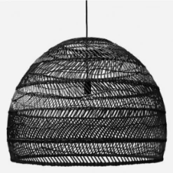 HKliving Wicker Pendant Lamp Ball Black L