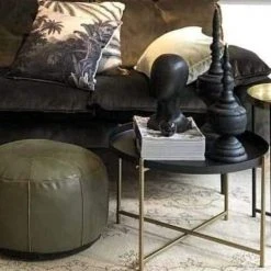 HKliving Black/Brass Side Table, 63 x 63 x 40 cm