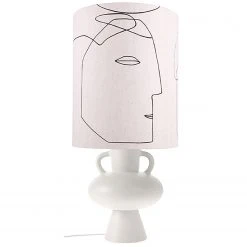 HKliving Printed Face Lamp Shade With Base