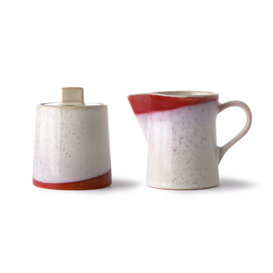 HKliving Ceramic 70's Milk Jug & Sugar Pot Frost 3 HKliving Ceramic 70's Milk Jug & Sugar Pot Frost