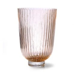 HKliving Peach Ribbed Glass Vase
