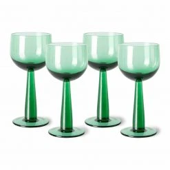 HKliving Set of 4 Fern Green Tall Wine Glass: The Emeralds