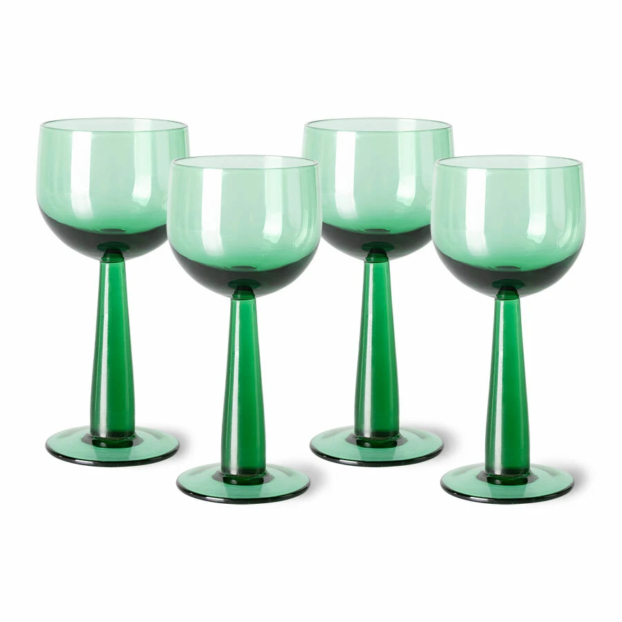 HKliving Set of 4 Fern Green Tall Wine Glass: The Emeralds 3 HKliving Set of 4 Fern Green Tall Wine Glass: The Emeralds