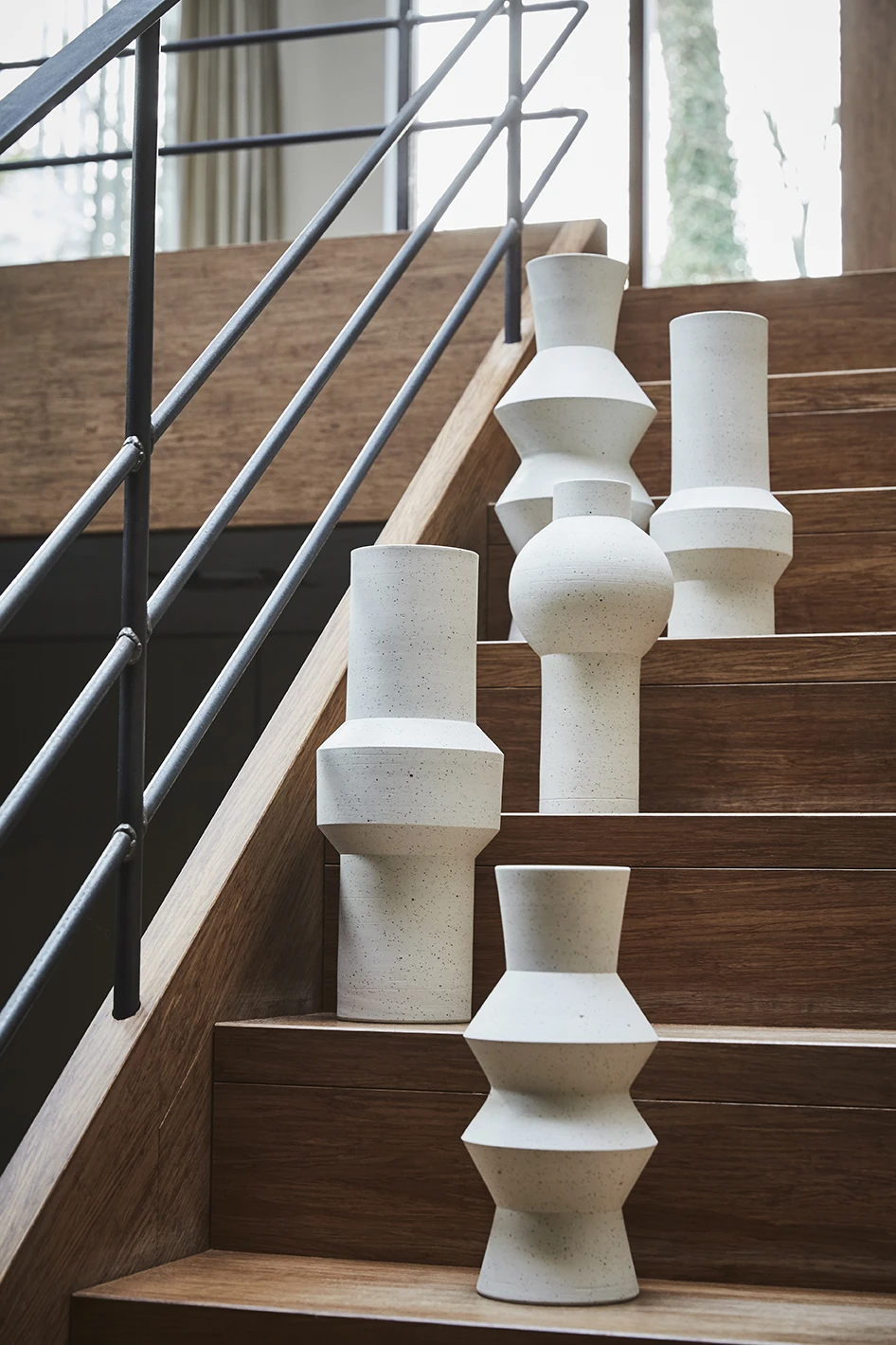 HKliving 16,5XH41cm handmade white mottled clay vase. HKliving 16,5XH41cm handmade white mottled clay vase.