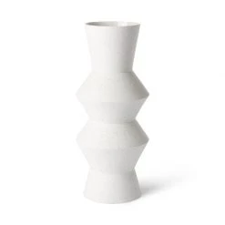 HKliving 16,5XH41cm handmade white mottled clay vase.