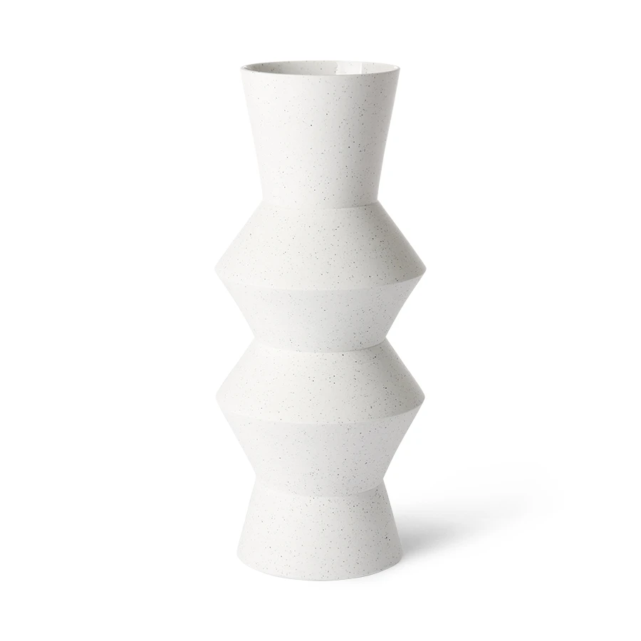 HKliving 16,5XH41cm handmade white mottled clay vase. HKliving 16,5XH41cm handmade white mottled clay vase.