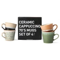 HKliving 70s Ceramics Cappuccino Mugs Virgo Set of 4 3 HKliving 70s Ceramics Cappuccino Mugs Virgo Set of 4