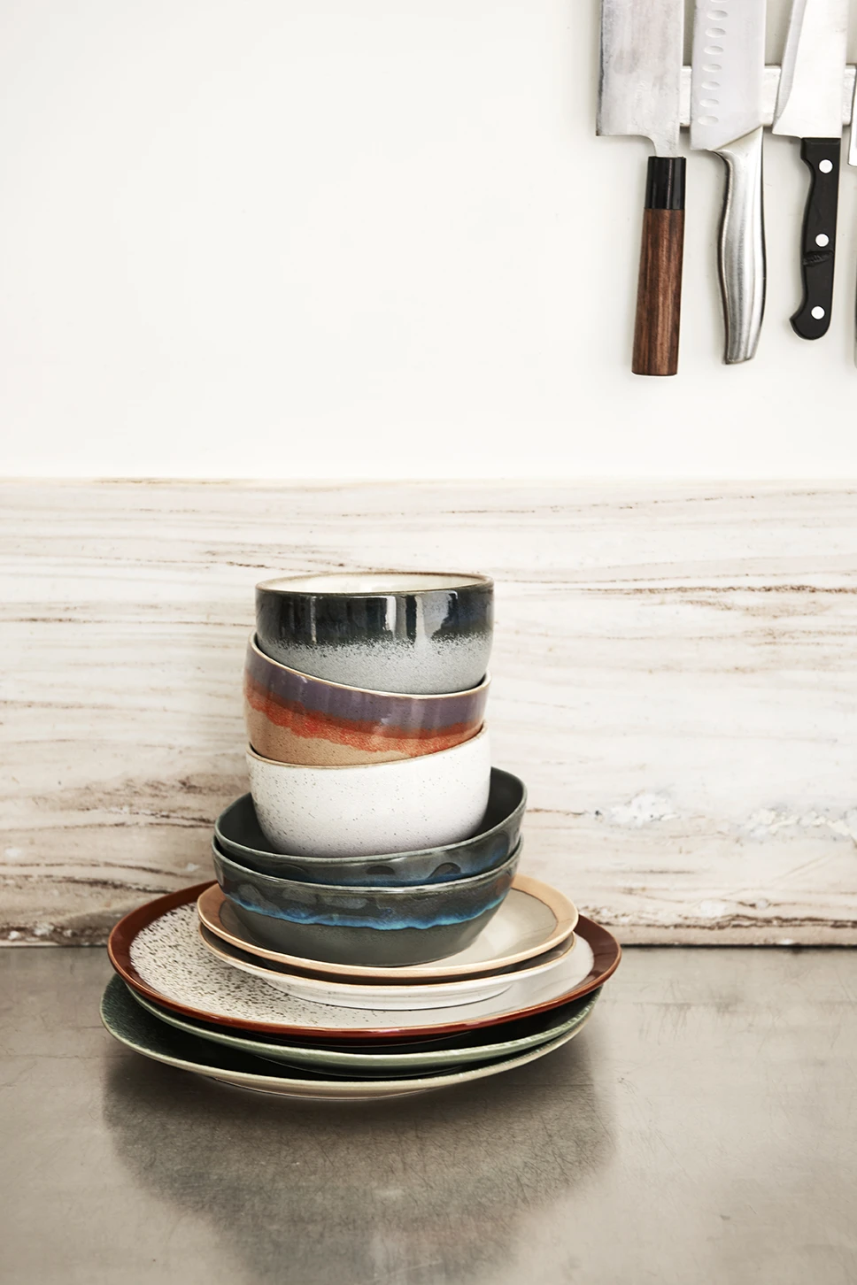 HKliving Ceramic 70s Dinner Plate Earth Set of 2 HKliving Ceramic 70s Dinner Plate Earth Set of 2