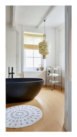 HKliving Cotton Cream and Grey Bath Mat 80cm