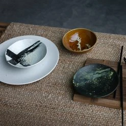 HKliving Kyoto Ceramics Japanese Soup Bowl Brown Set of 2