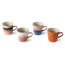 HKliving Ceramic 70s Americano Mugs Cupid Set of 4