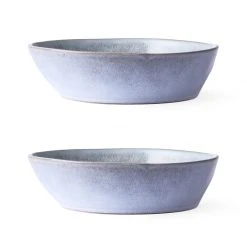HKliving Bold & Basic Ceramics Rustic Grey/Lilac Bowl M Set of 2