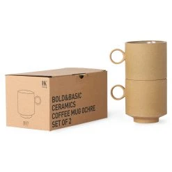 HKliving Bold & Basic Ceramics Coffee Mug Ochre Set of 2