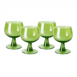 HKliving Set of 4 wine glass low, lima green. The emeralds