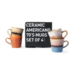 HKliving Ceramic 70s Americano Mugs Cupid Set of 4 4 HKliving Ceramic 70s Americano Mugs Cupid Set of 4