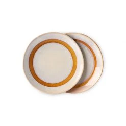 HKliving 70s Ceramics: Dessert Plates, Snow (Set of 2)