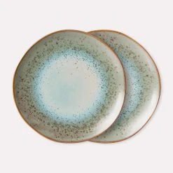 HKliving Ceramic 70's Dinner Plate Mineral Set of 2