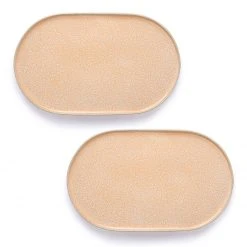 HKliving Gallery Ceramics Oval Side Plate Peach Set of 2