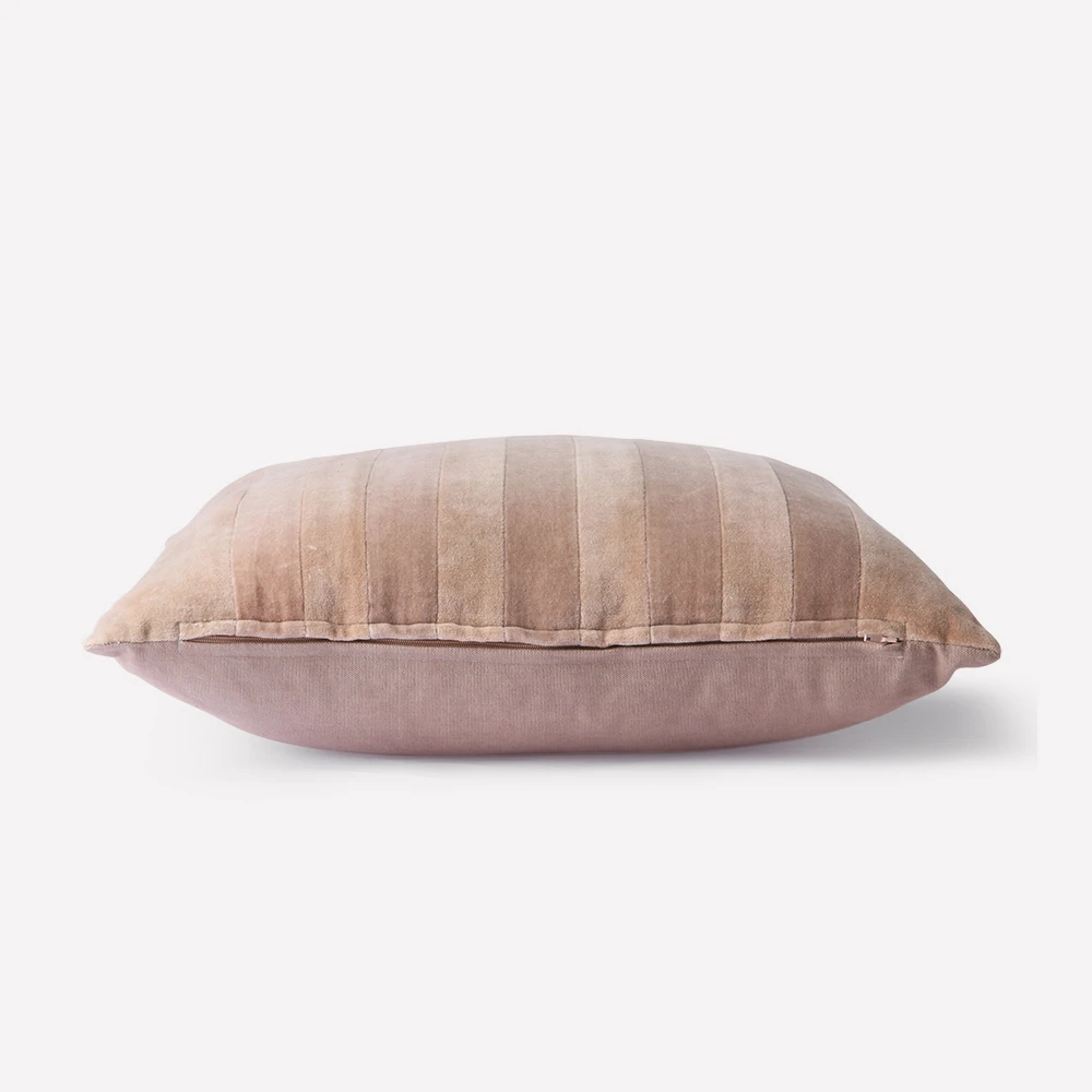 HKliving Striped Velvet Cushion Beige/Dusty Pink (45x45) HKliving Striped Velvet Cushion Beige/Dusty Pink (45x45)