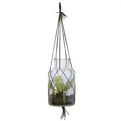 HKliving Glass Hanging Vase with Hanging Strap