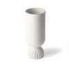 HKliving White Ceramic Ribbed Base Flower Vase