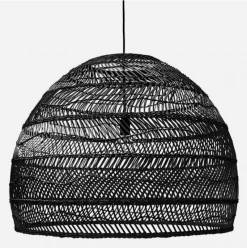 HKliving Wicker Pendant Lamp Ball Black L