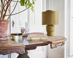 HKliving Gesso table lamp in the colour matt mustard.