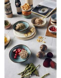 HKliving Set of 2 Blue and Brown Ceramic 70s Lagune Pasta Bowls 5 HKliving Set of 2 Blue and Brown Ceramic 70s Lagune Pasta Bowls