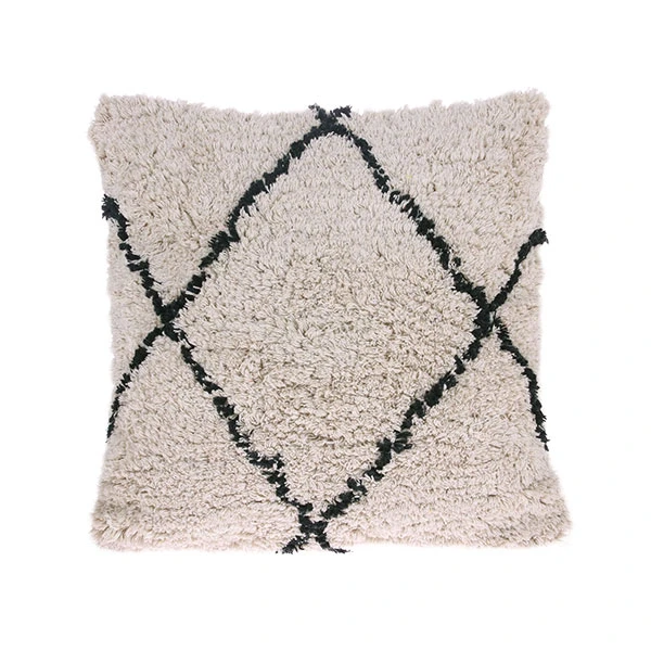 HKliving Off White and Black Cotton Diamond Cushion HKliving Off White and Black Cotton Diamond Cushion
