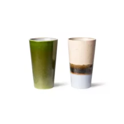 HKliving Set 2 Latte Mugs 70’s