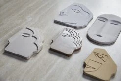 HKliving Small Shiny Taupe Face Wall Ornament