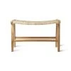 HKliving Stool 65x40x41,5cm in Natural Teak Wood and Rope Seat