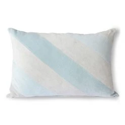 HKliving Striped Velvet Cushion Ice Blue 40x60